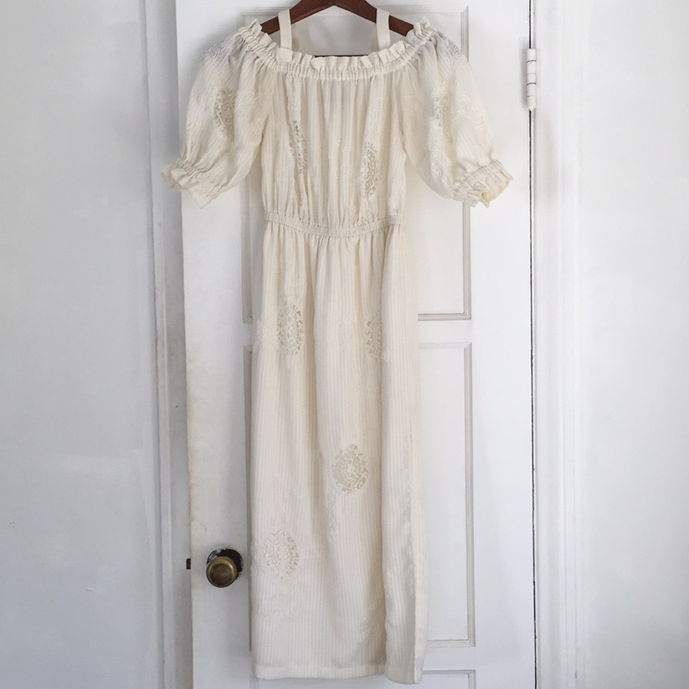 Topshop cold shoulder embroidered midi dress